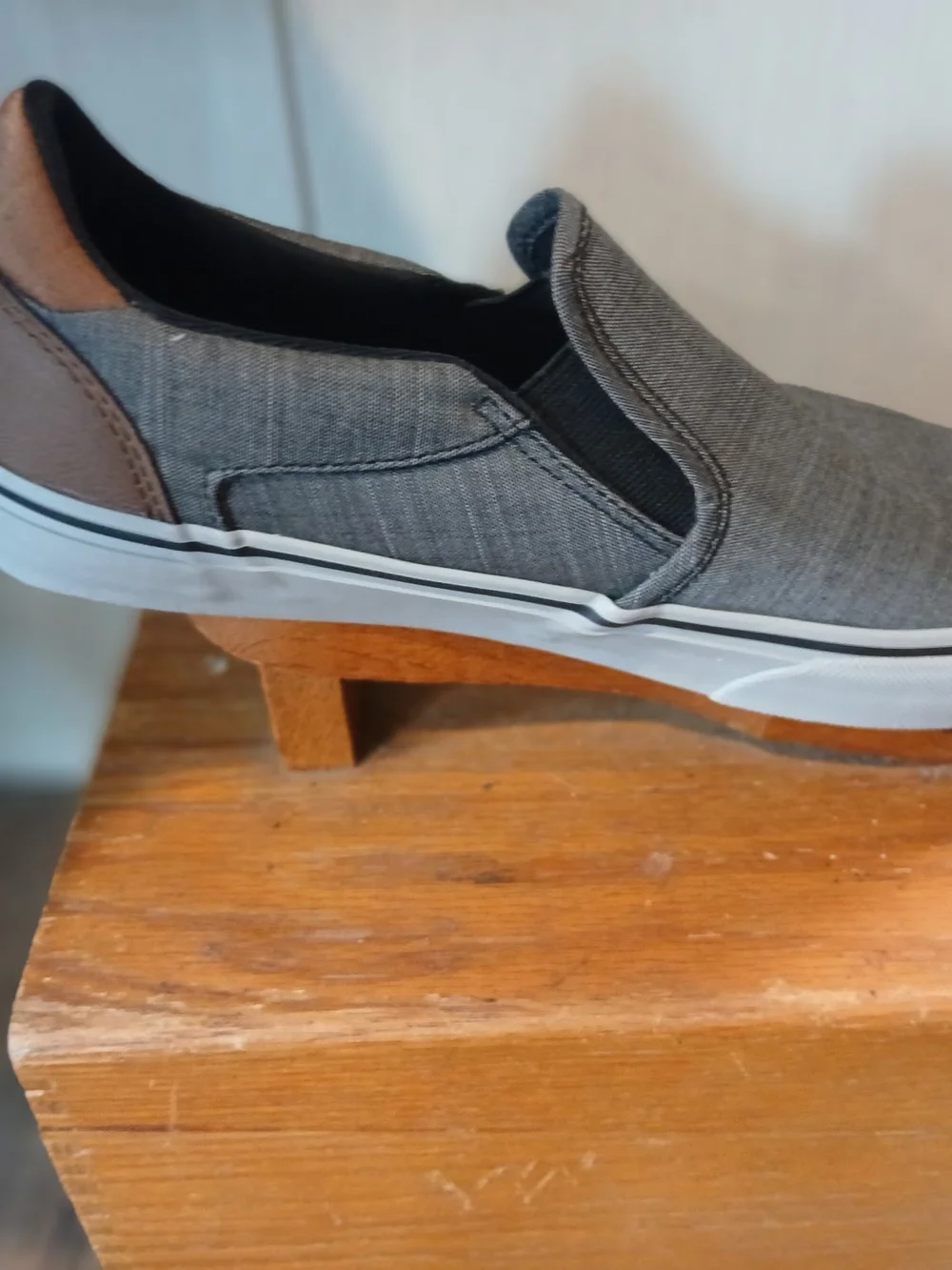 Vans Slip-On Loafer in Gray and Brown Accent